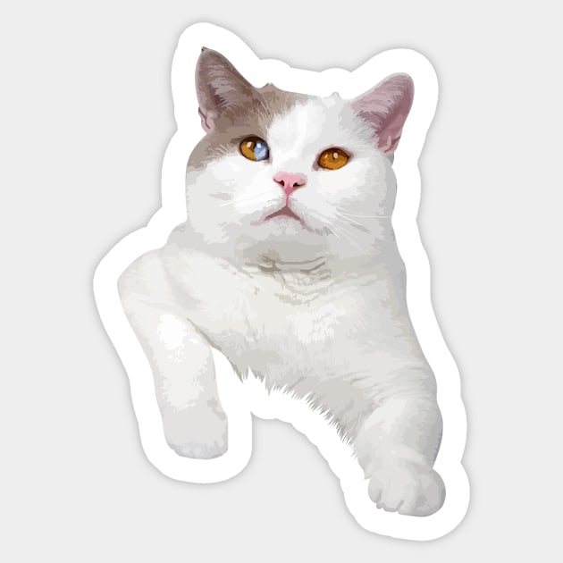 Cute cat white brown Sticker by Ginstore